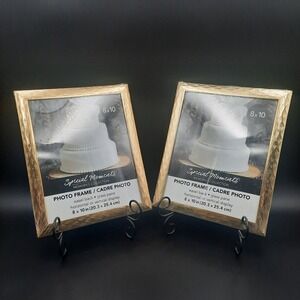 Special Moments 8x10 Photo Frame Gold Textured Glass Pane Horizontal Vertical